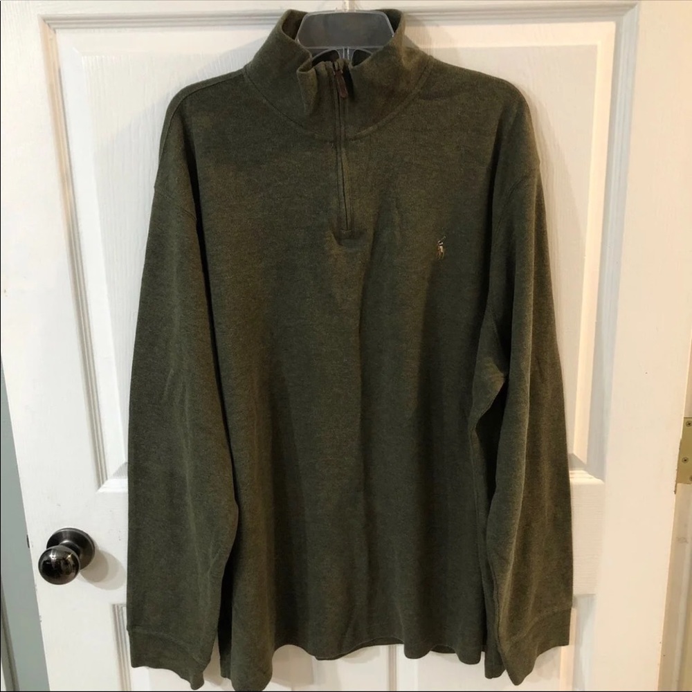 Polo Ralph Lauren Estate-Rib Quarter-Zip Pullover Green Sweater 
Sz XXL
Mockneck